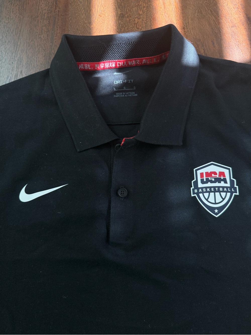 Nike Black USA Basketball Polo Shirt with White Logos Mens Large New